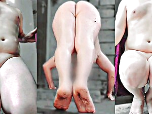 Oiled Hot Blonde BBW Shemale Big Bubble Butt Big Ass Booty Ladyboy Sissy Femboy Crossdresser Kitty