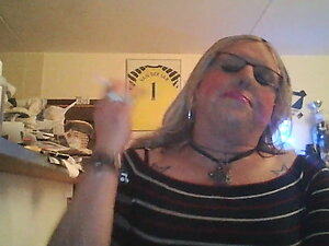 Blonde TS  whore smoking