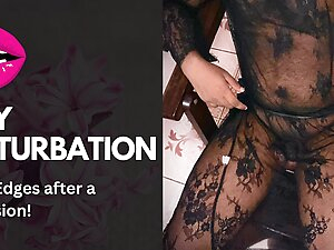 Sissy edging in Black Mesh dress - Joanna having fun - Sissy masturbation