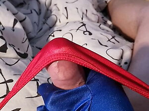 Wank and cum in satin Panty