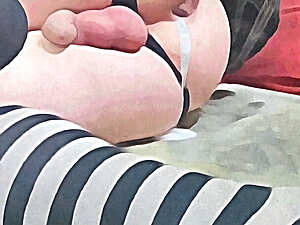 Short vid- femboy pushes out a big thick load of cum
